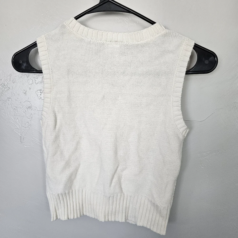 wonder nation Cream Cable Knit V-Neck Sweater Vest Girls Medium 7/8 Preppy Layer
